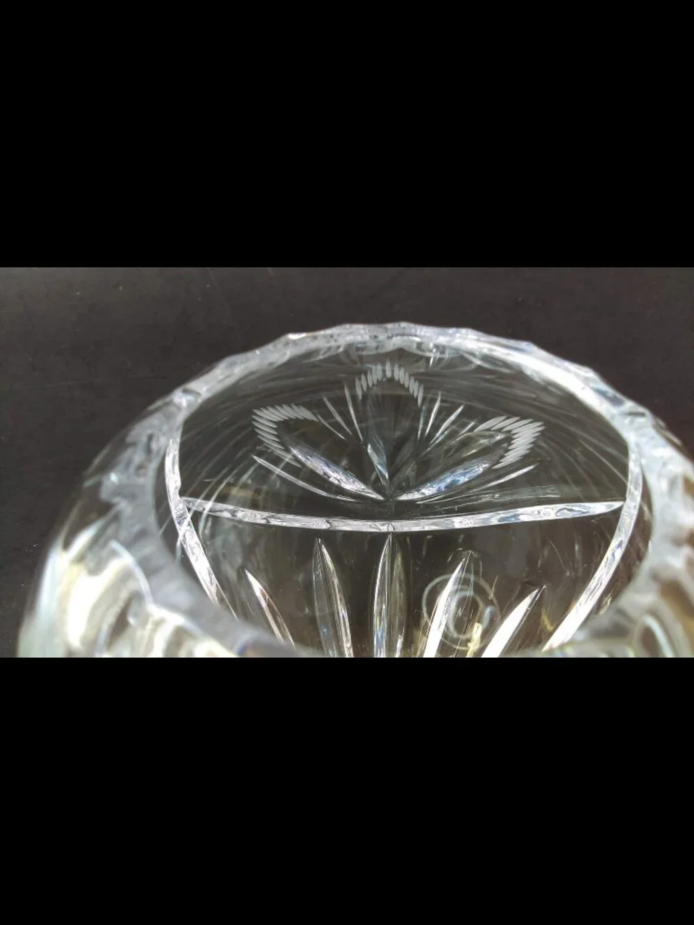 Intricately Cut Clear Glass Vase/Bowl 3” Tall